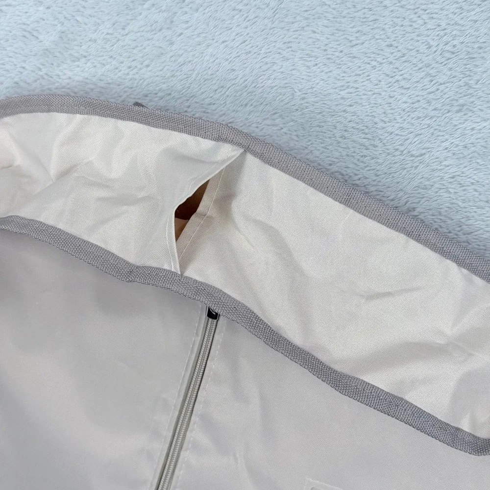 Brioni Garment Bag Cream Grey Logo Hanging Folding Suit Carrier Travel Cover 073